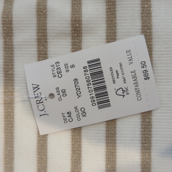 NWT J. Crew Factory Metallic Striped Boatneck Top - Picture 4 of 5